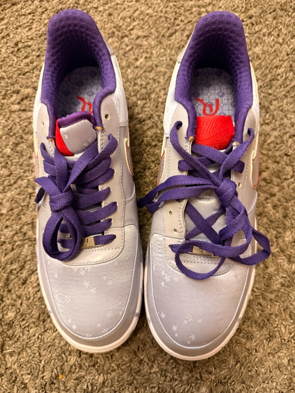preowned Wmns Nike Air Force 1 premium'07 purple red white lilac size 11.5 M